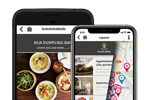 App für iOS und Android verfügbar App-Mockup